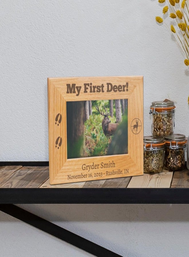 PlaqueMaker Customizable My First Deer Hunting Picture Frame, Wood, 6 x 4 inches - Image 5